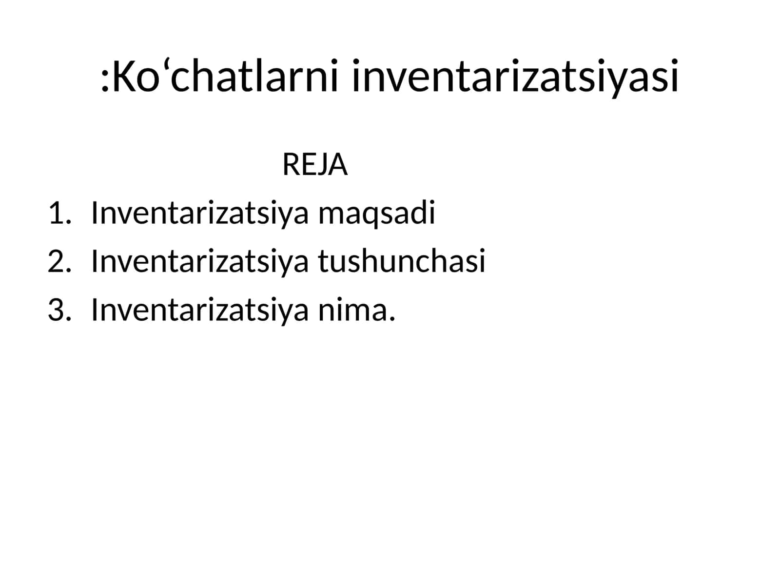 Ko‘chatlarni inventarizatsiyasi