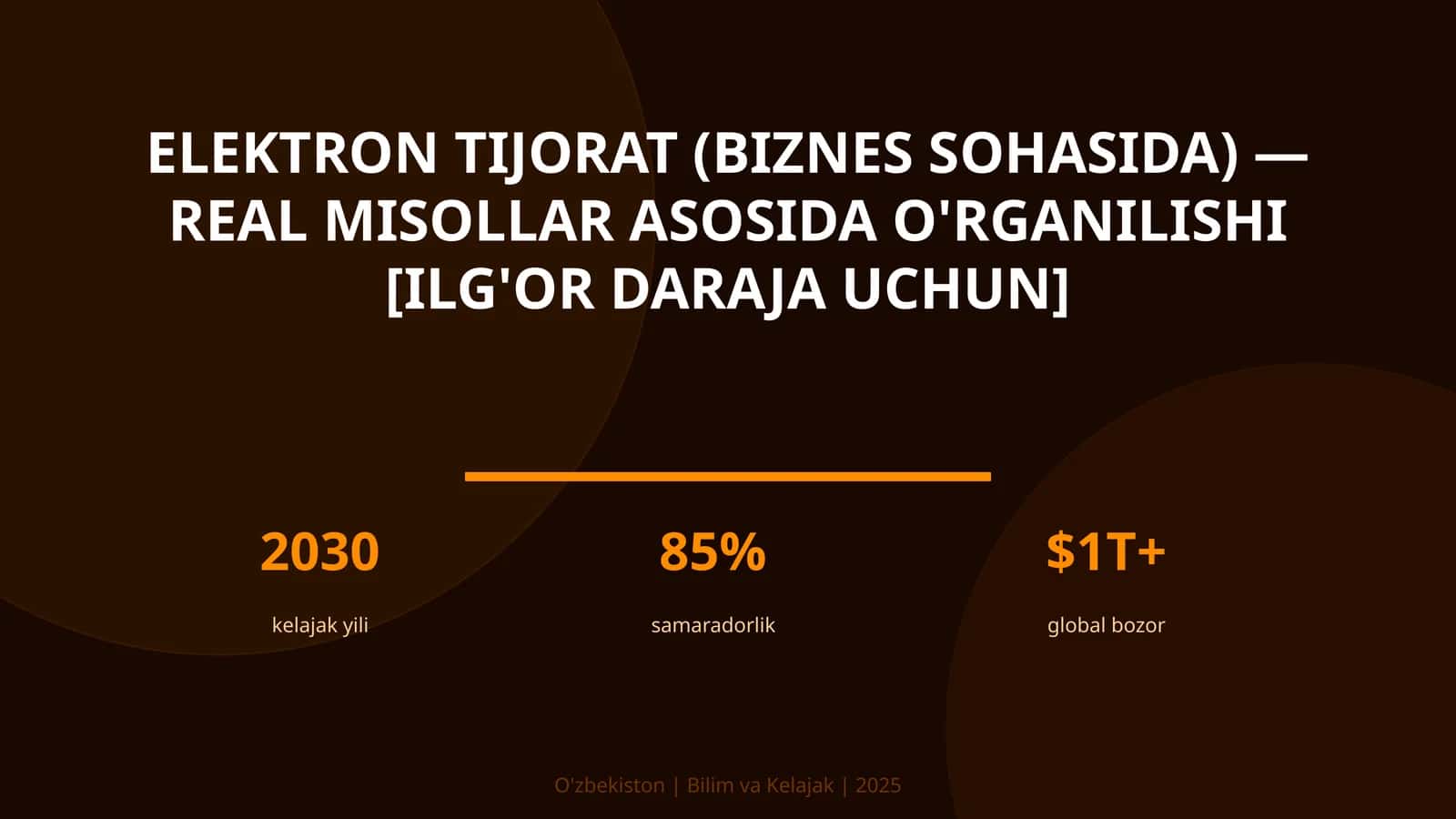 Elektron tijorat (biznes sohasida) — real misollar asosida o'rganilishi [ilg'or daraja uchun]