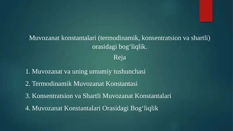 Muvozanat va uning umumiy tushunchasi