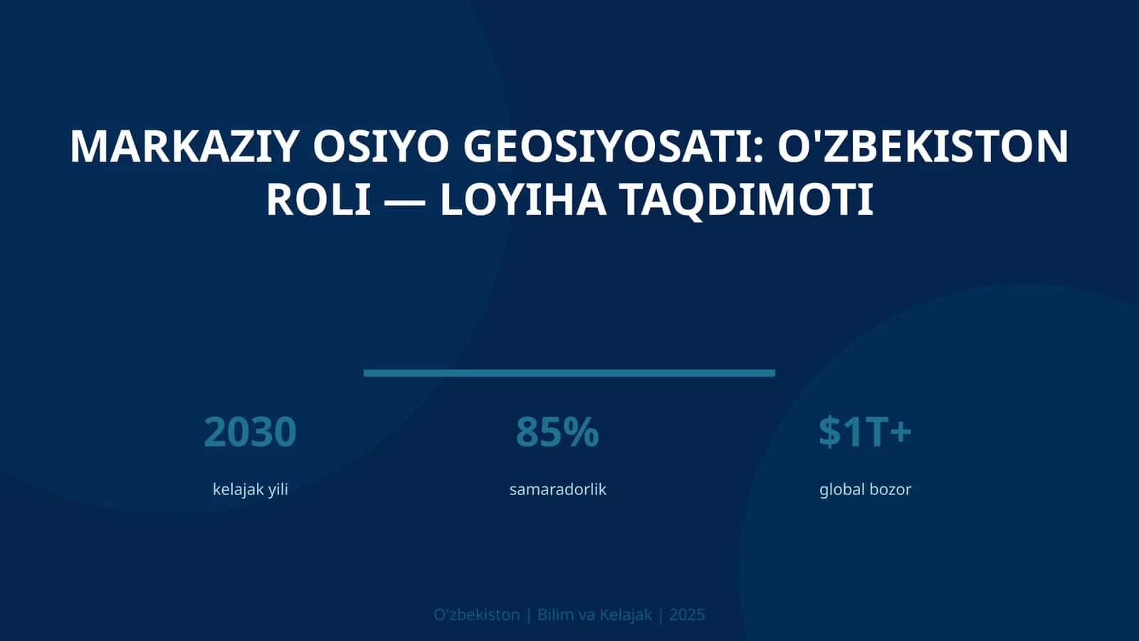 Markaziy Osiyo Geosiyosati: O'zbekiston roli — loyiha taqdimoti