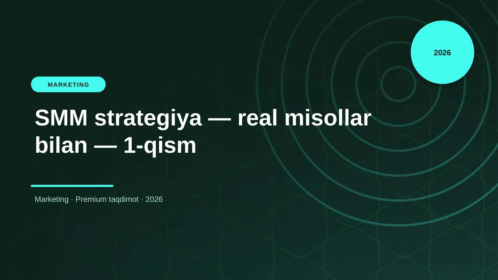SMM strategiya — real misollar bilan — 1-qism