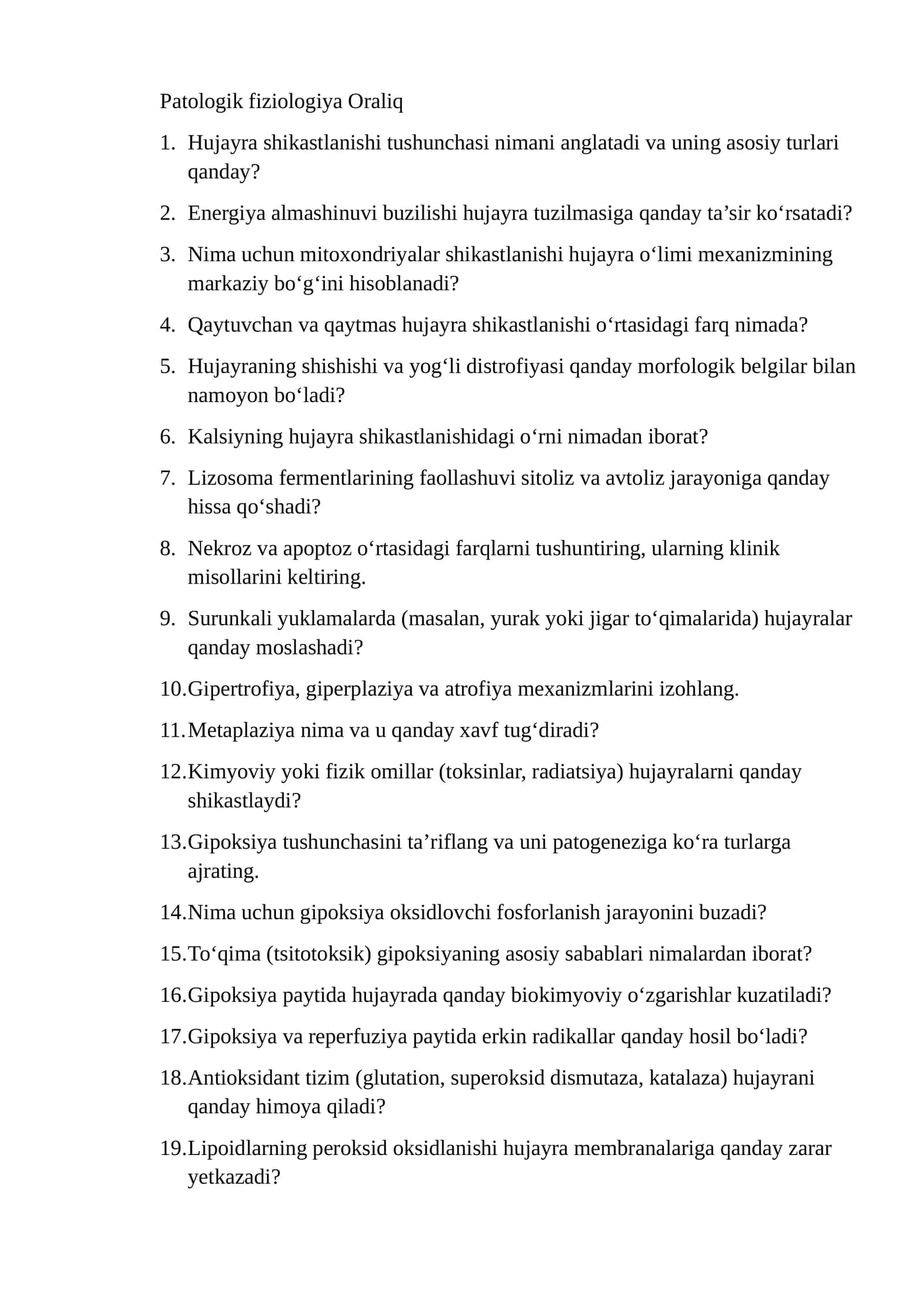Patologik fiziologiya Oraliq