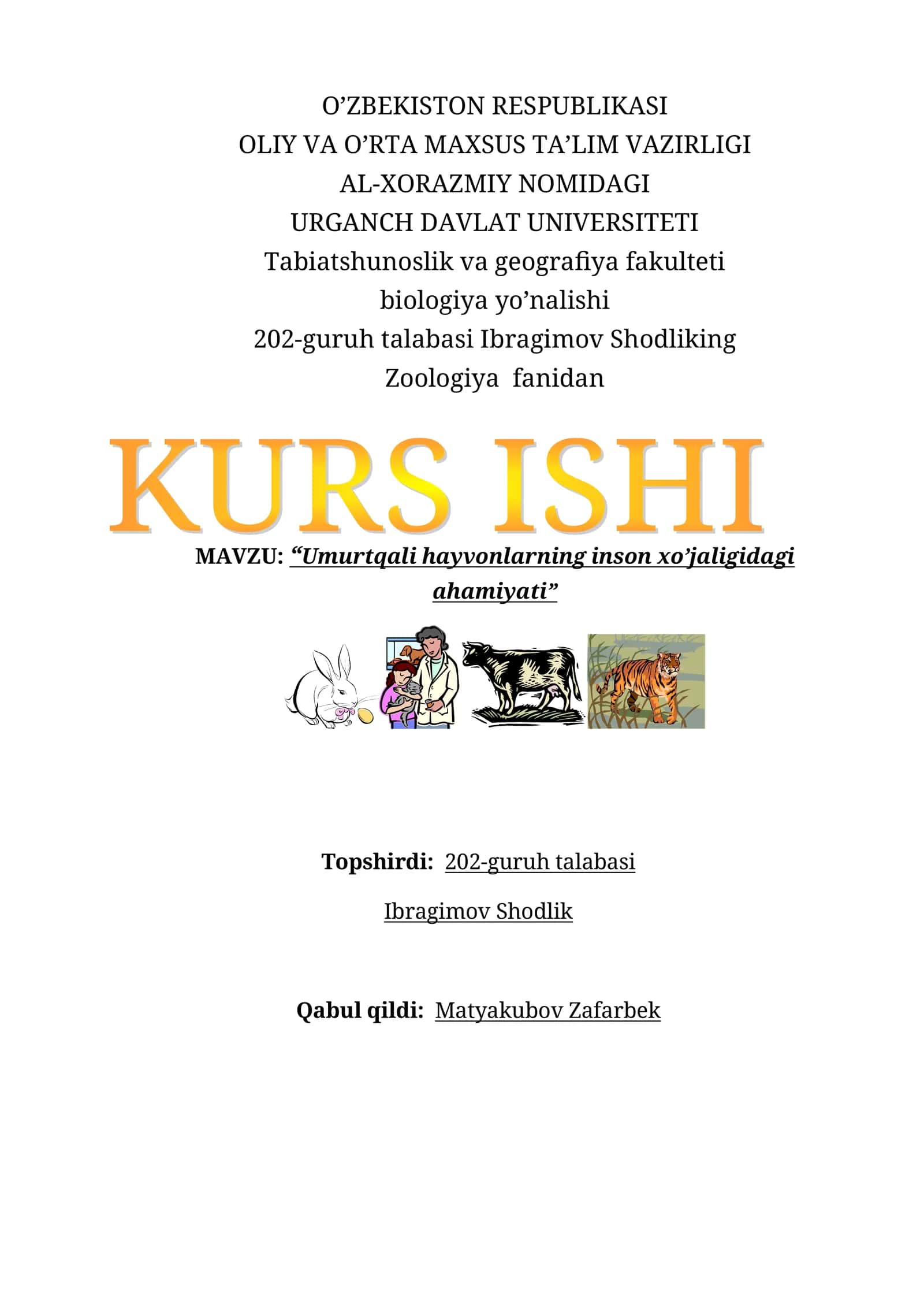 Umurtqali hayvonlarning inson xo’jaligidagi ahamiyati