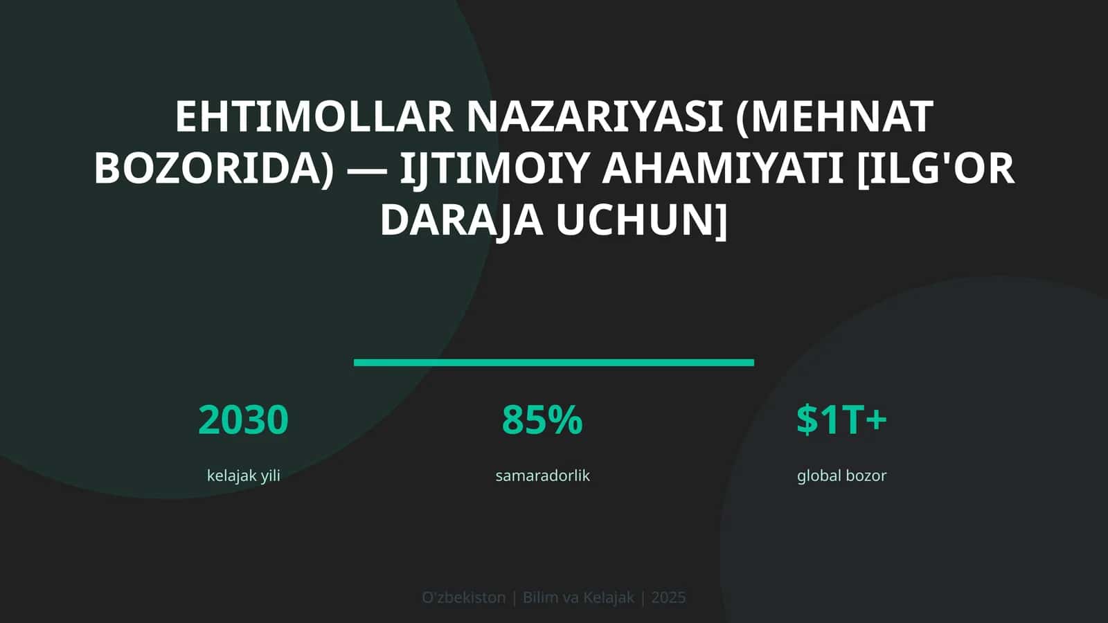 Ehtimollar nazariyasi (mehnat bozorida) — ijtimoiy ahamiyati [ilg'or daraja uchun]