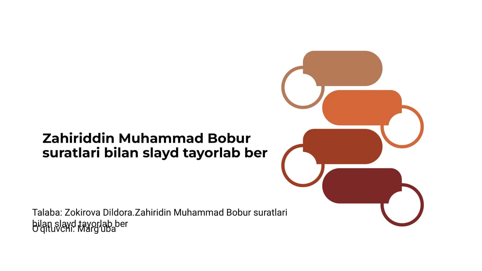 Zahiriddin Muhammad Bobur suratlari bilan slayd tayorlab ber