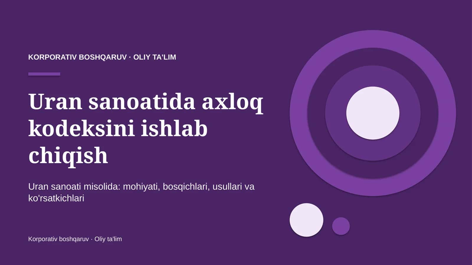 Uran sanoatida axloq kodeksini ishlab chiqish