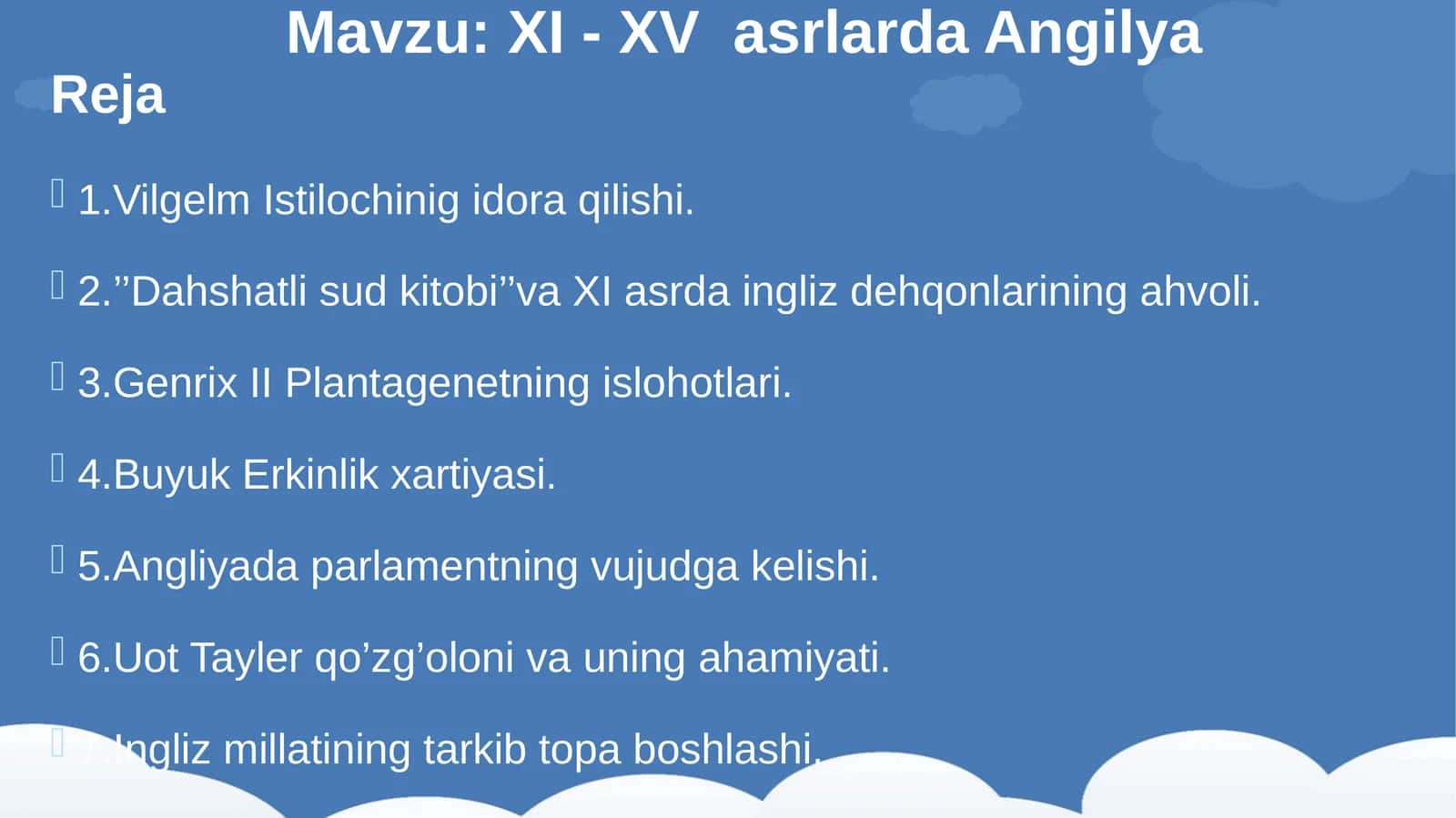XI - XV asrlarda Angilya