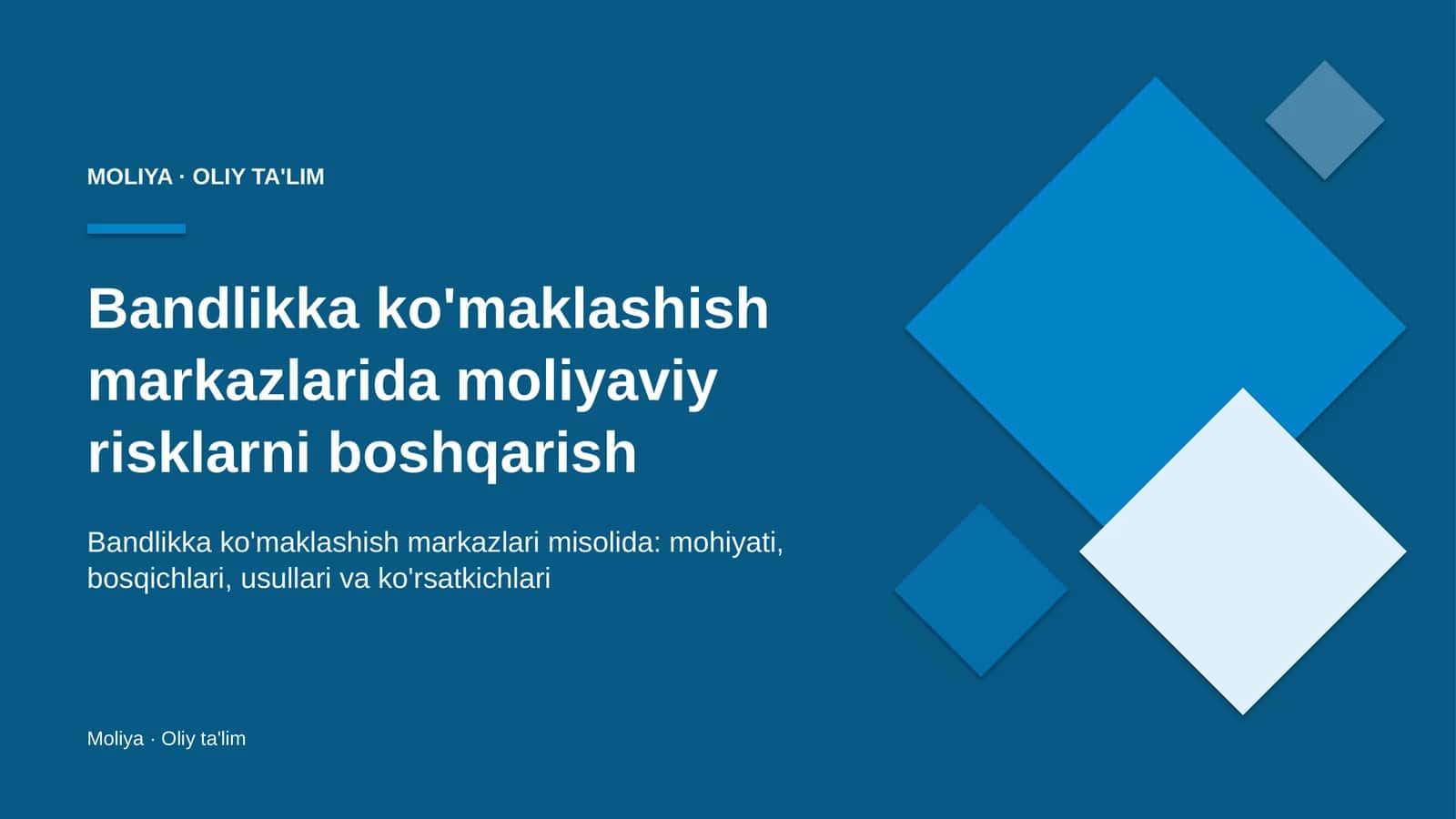 Moliya · Oliy Ta'lim