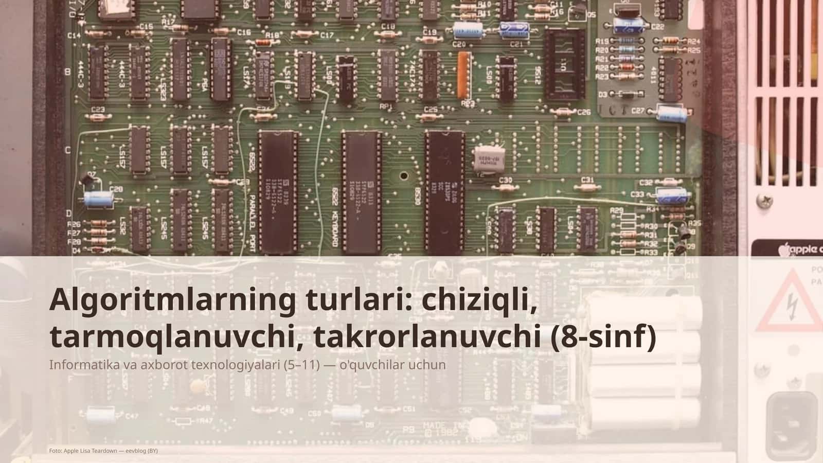 Algoritmlarning turlari: chiziqli, tarmoqlanuvchi, takrorlanuvchi (8-sinf)