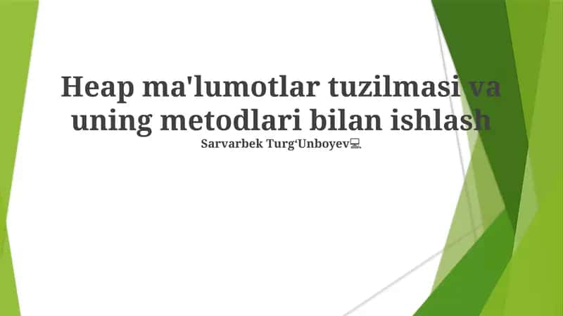 Toʻplam ma'lumotlar tuzilmasi va uning metodlari bilan ishlash