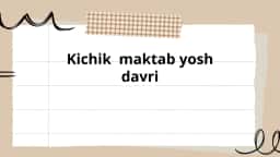 Kichik maktab yosh davri