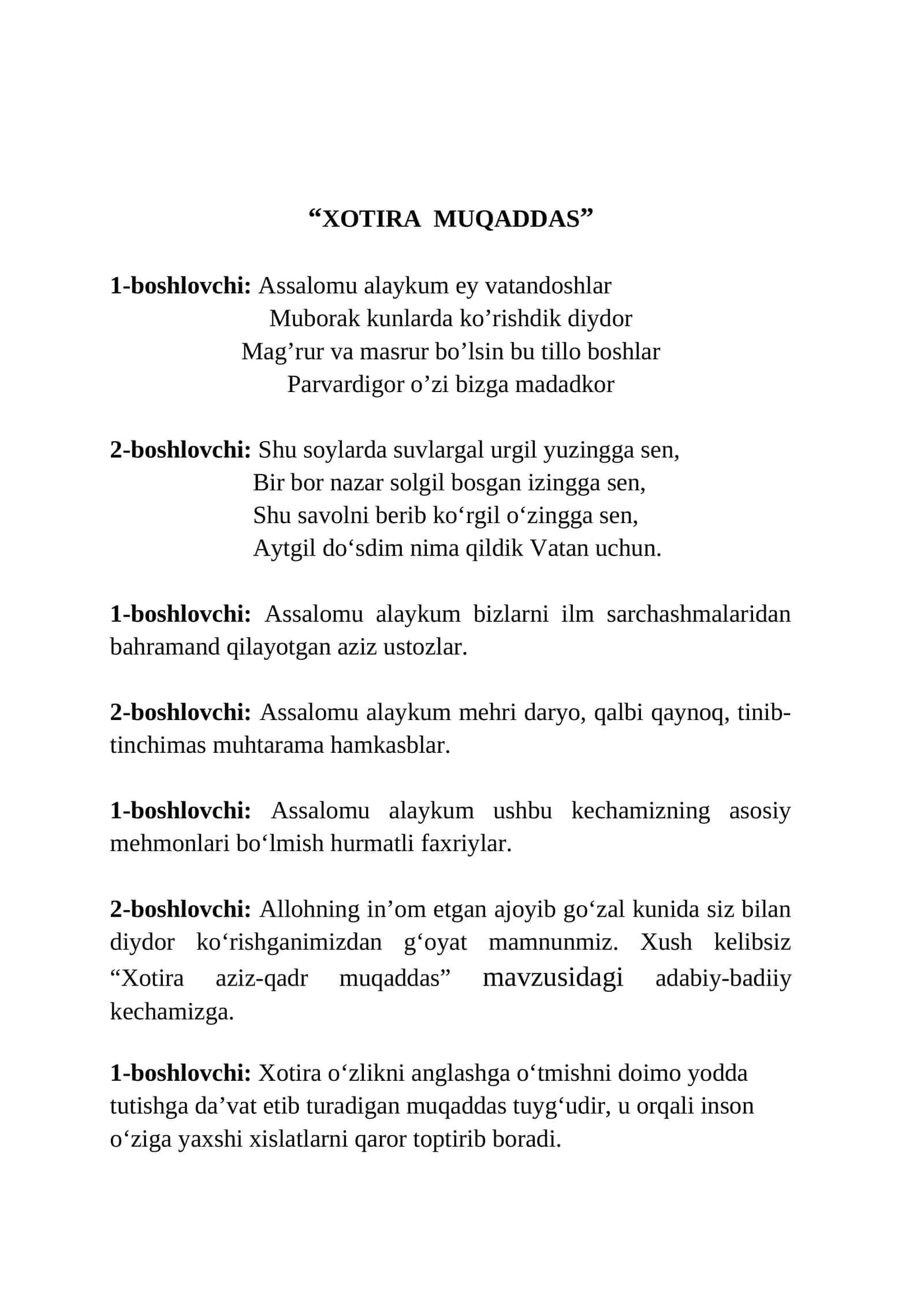 XOTIRA MUQADDAS