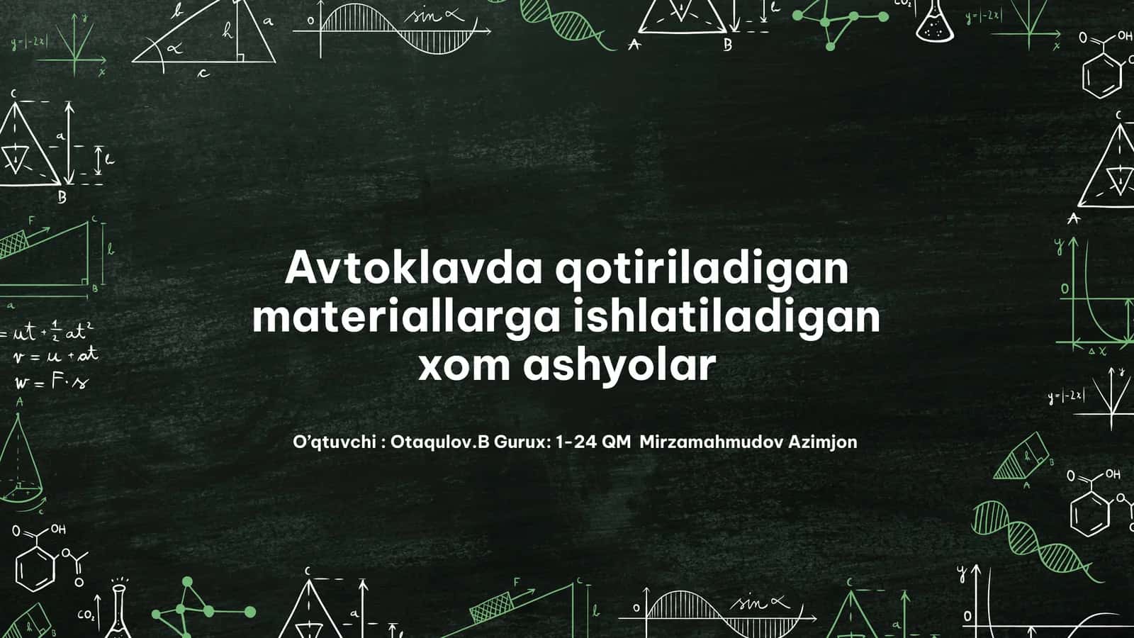 Avtoklavda qotiriladigan materiallarga ishlatiladigan xom ashyolar