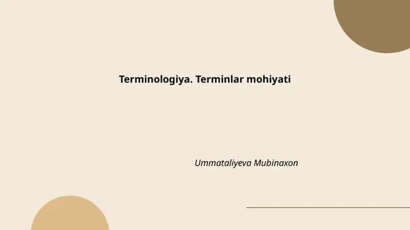 Terminologiya. Terminlar mohiyati