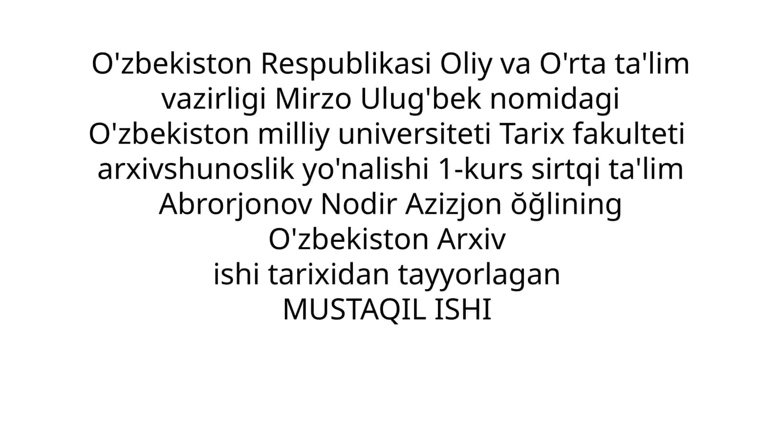 O'zbekiston Arxiv ishi tarixidan