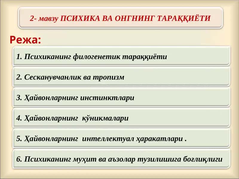 Психика ва онгнинг тараққиёти