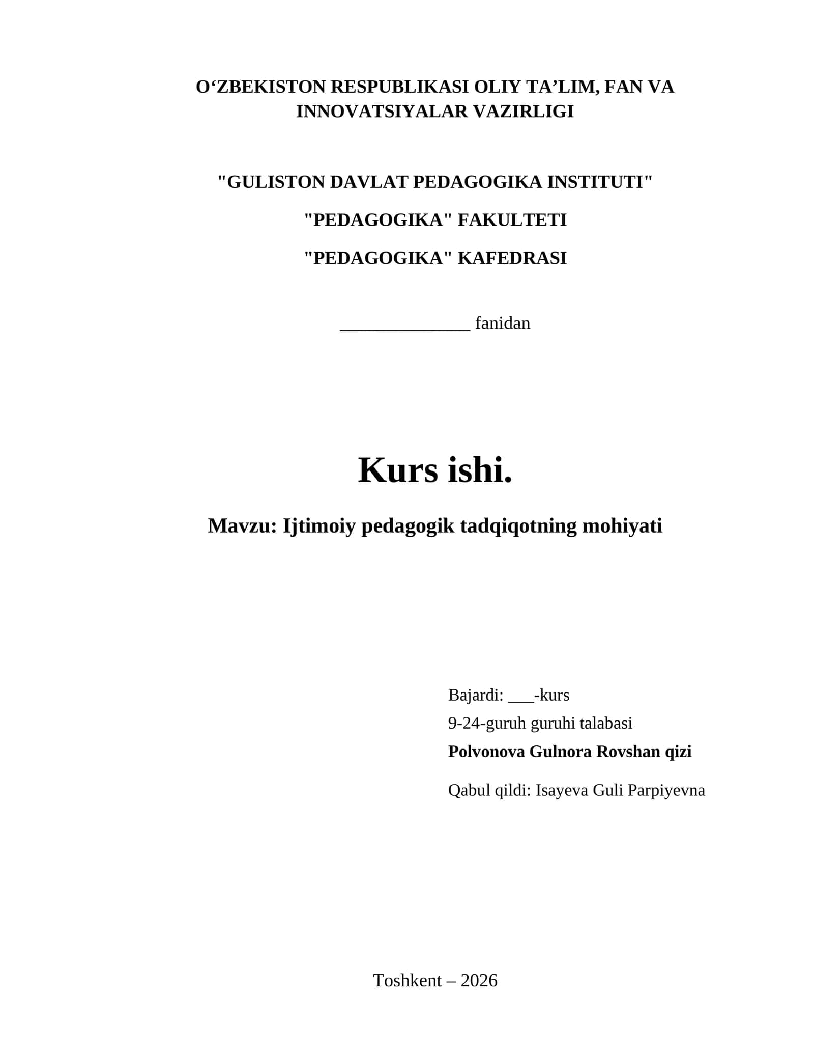 Ijtimoiy pedagogik tadqiqotning mohiyati