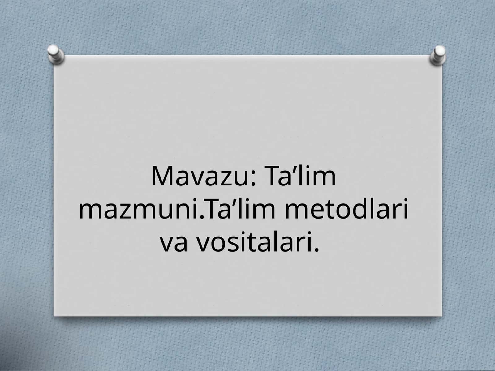 Ta’lim mazmuni