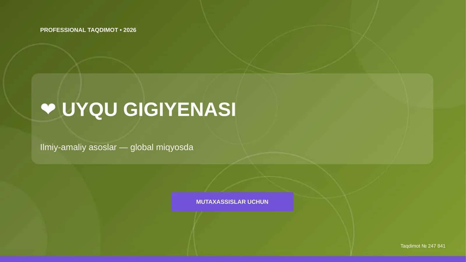 Uyqu gigiyenasi: ilmiy-amaliy asoslar (global miqyosda) [mutaxassislar uchun]