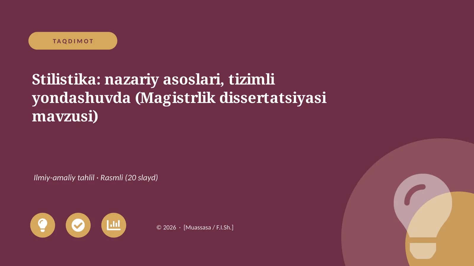 Stilistika: nazariy asoslari, tizimli yondashuvda (Magistrlik dissertatsiyasi mavzusi)
