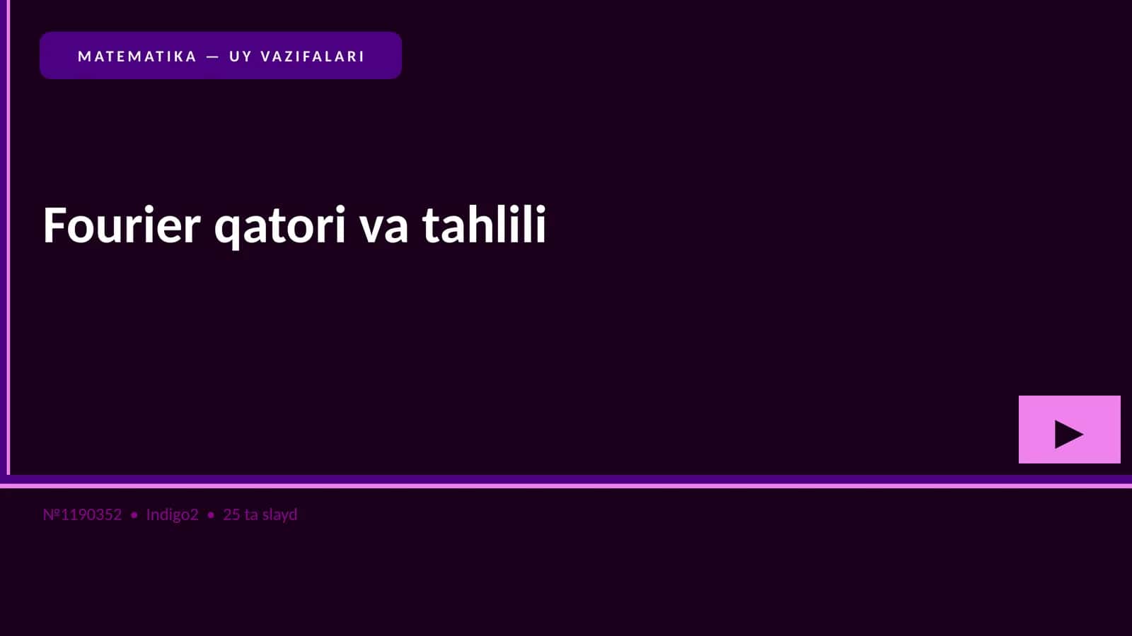 MATAMATIKA — UY VAZIFALARI