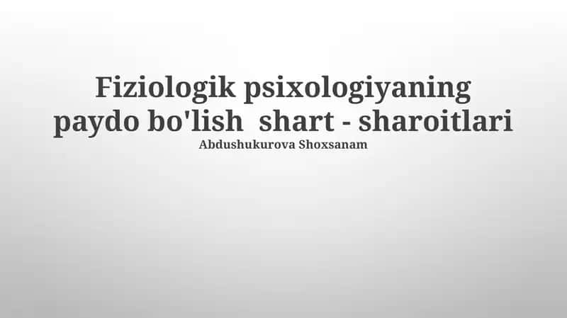 Fiziologik Psixologiya