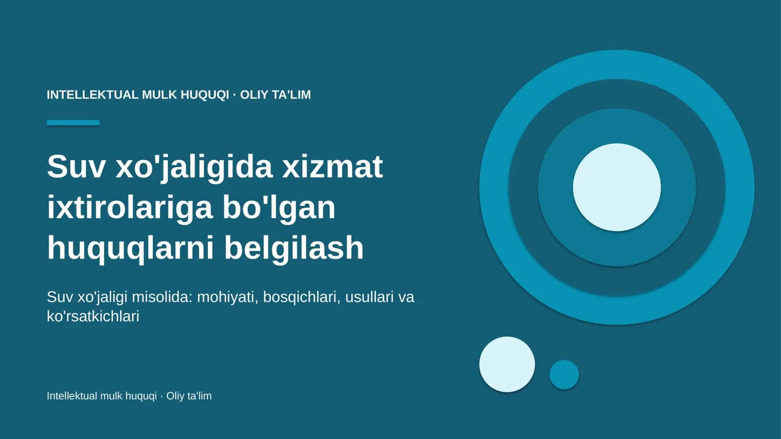 Suv xo'jaligida xizmat ixtirolariga bo'lgan huquqlarni belgilash