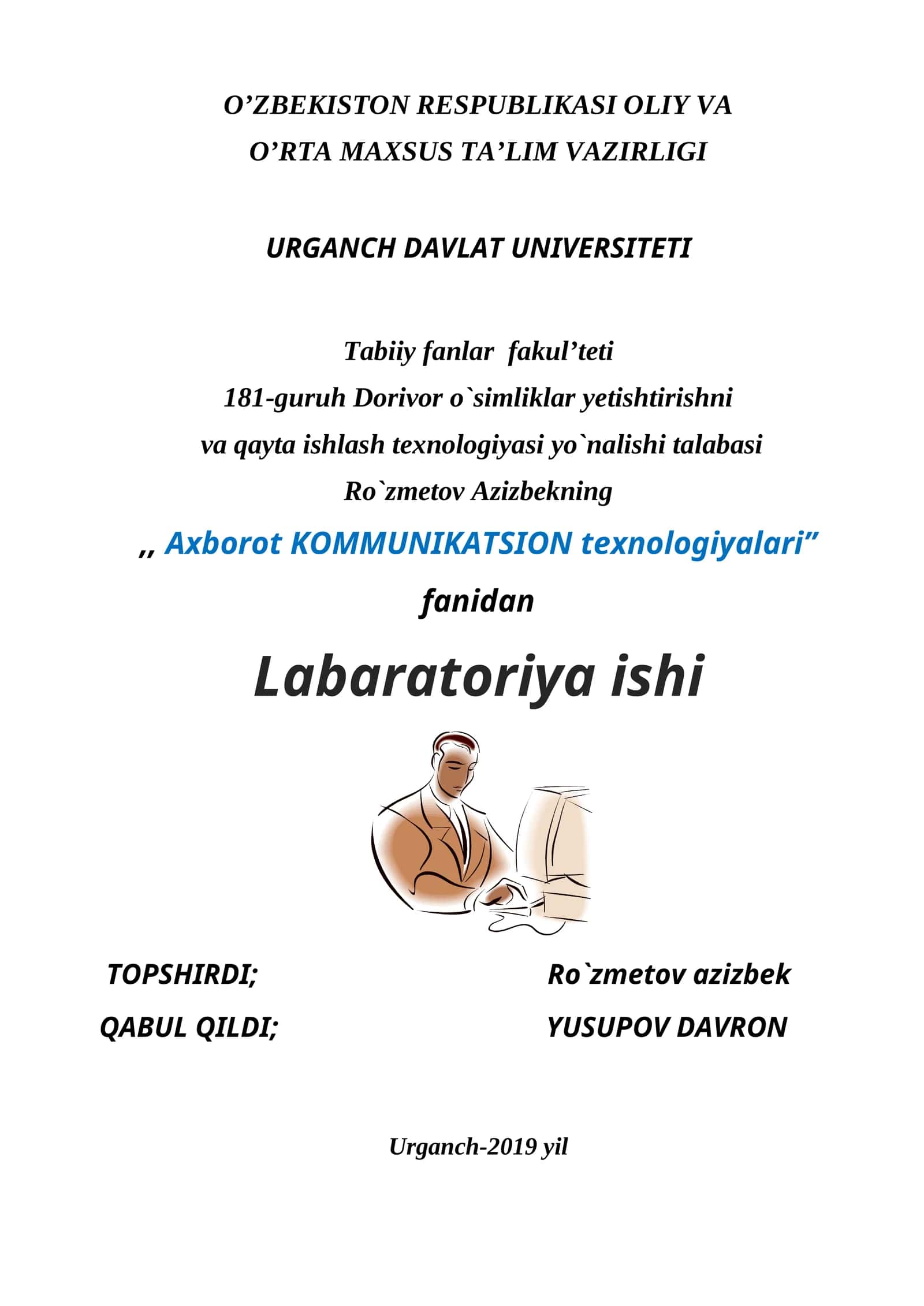 Ms Exsel dasturi funksiyalari va formulalari bilan ishlash usullarini o’rganish