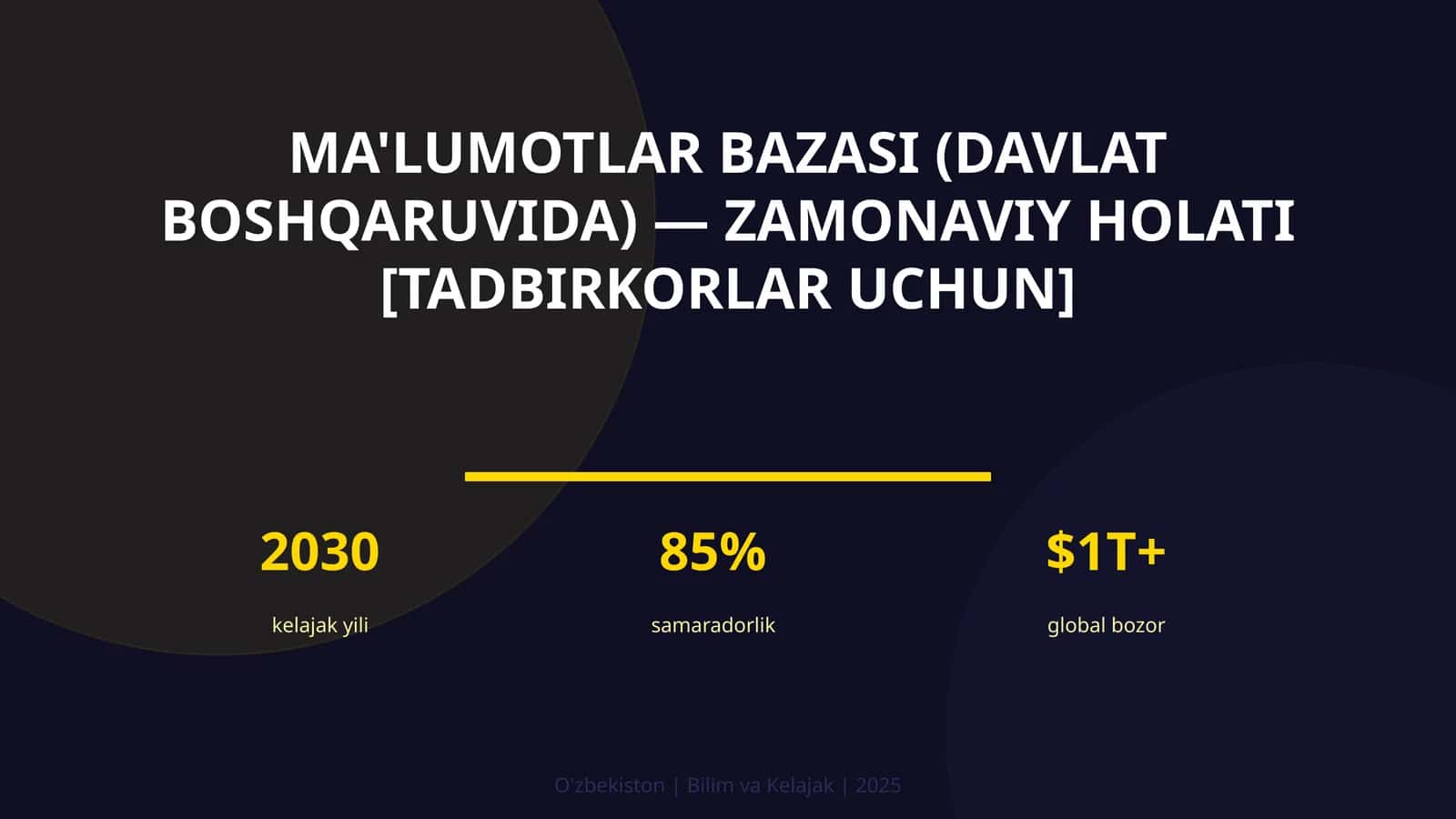 MA'LUMOTLAR BAZASI (DAVLAT BOSHQARUVIDA) — ZAMONAVIY HOLATI [TADBIRKORLAR UCHUN]