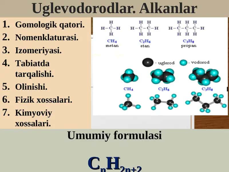 Uglevodorodlar. Alkanlar