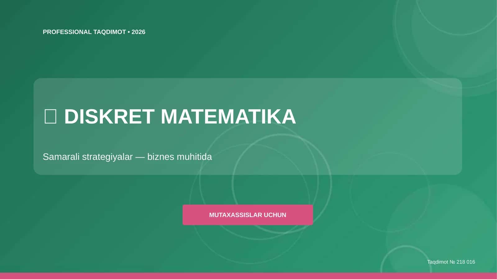DISKRET MATEMATIKA Samarali strategiyalar
