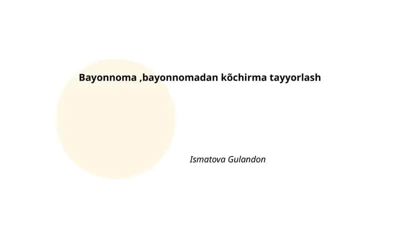 Bayonnoma,bayonnomadan kõchirma tayyorlash