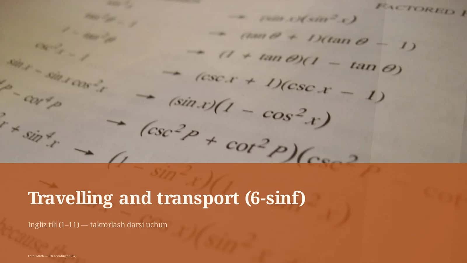 Travelling and transport (6-sinf)