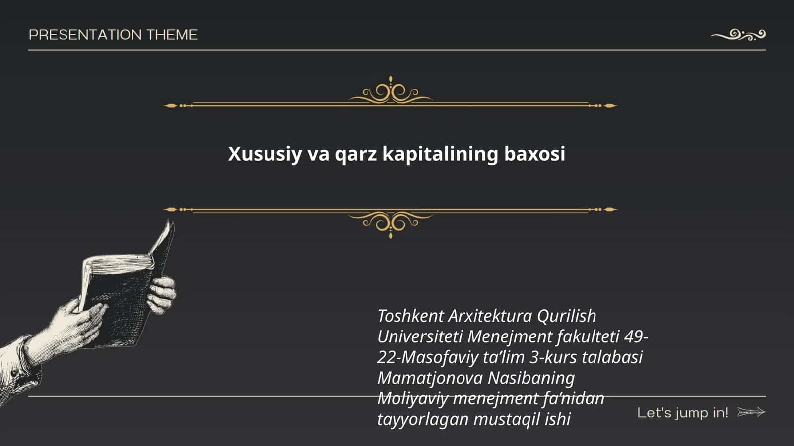 Xususiy va qarz kapitalining baxosi