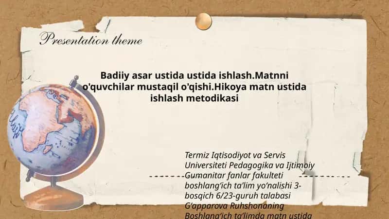 Matn ustida ishlash metodikasi