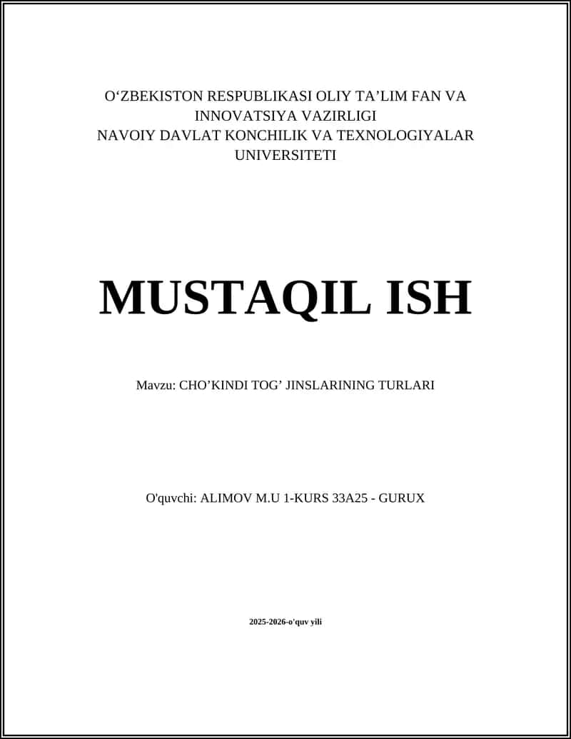 CHO’KINDI TOG’ JINSLARINING TURLARI