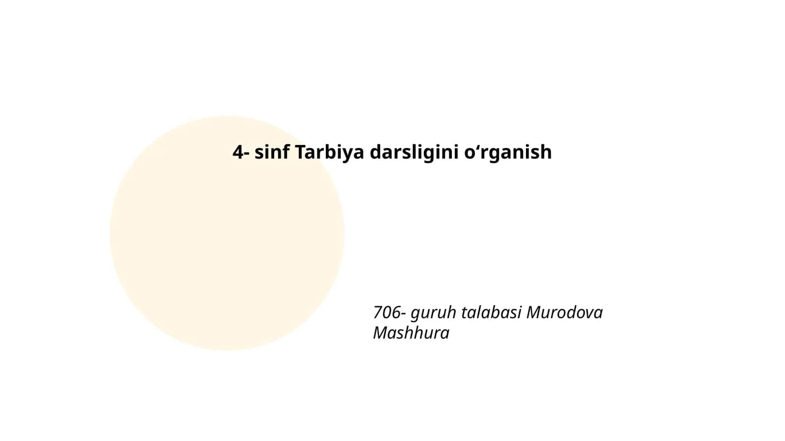 4- sinf Tarbiya darsligini oʻrganish