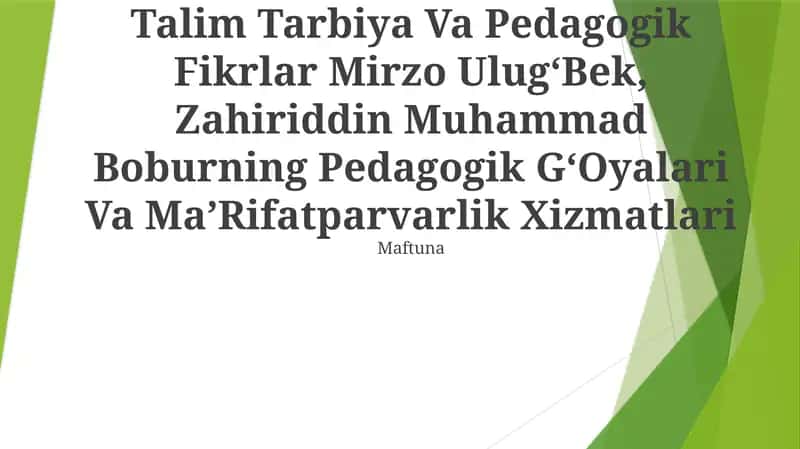 Movarounnahrda Talim Tarbiya Va Pedagogik Fikrlar