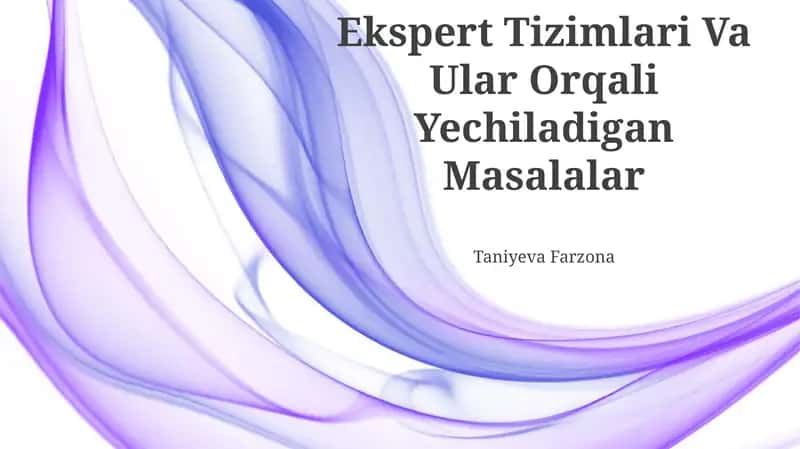 Ekspert Tizimlari Va Ular Orqali Yechiladigan Masalalar