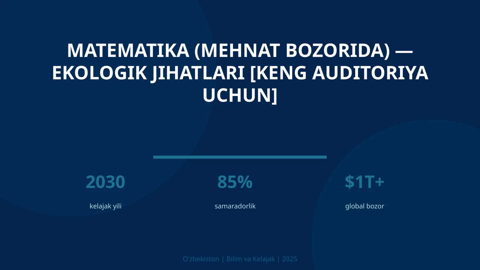 Matematika (mehnat bozorida) — ekologik jihatlari [keng auditoriya uchun]