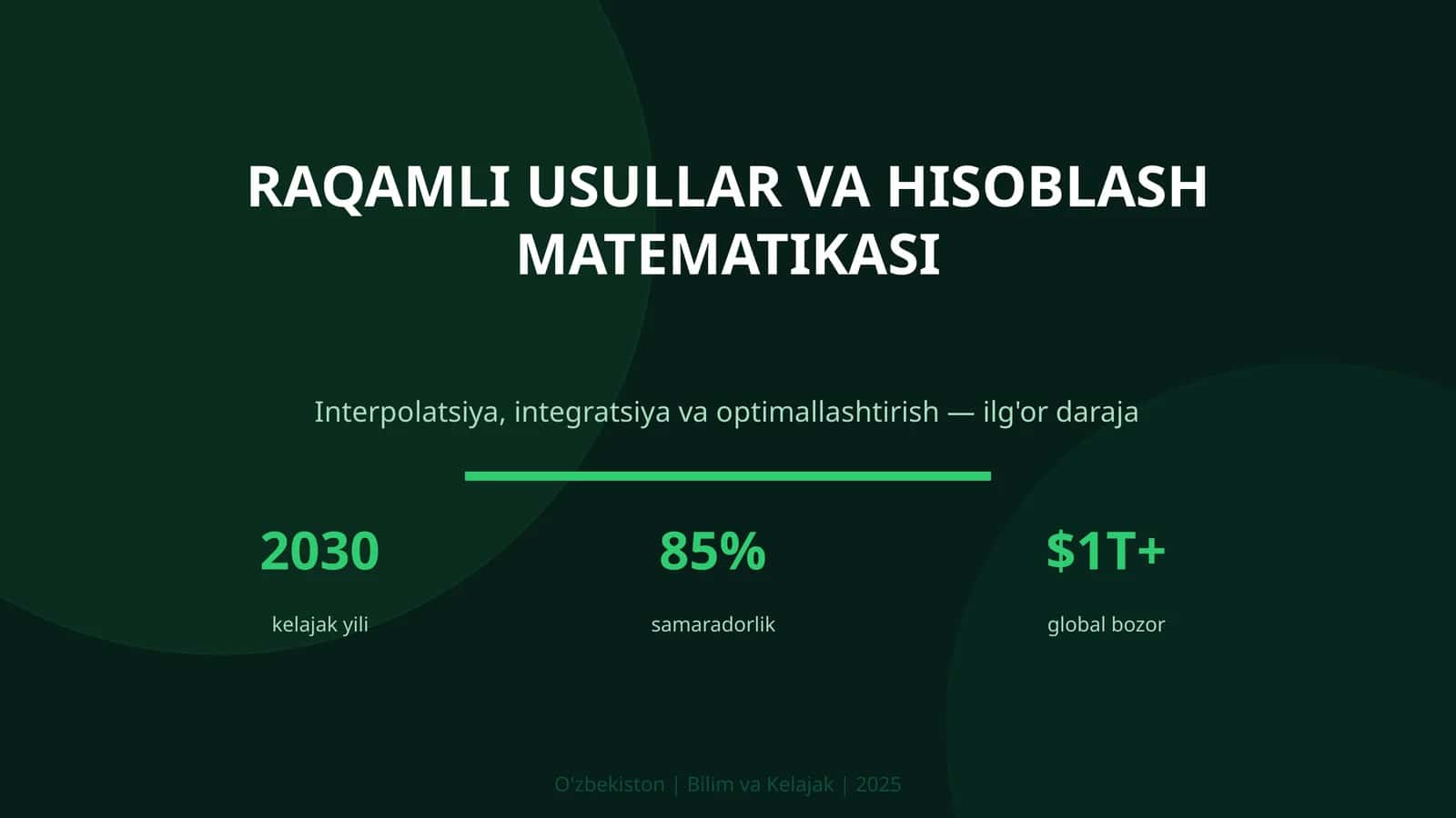 RAQAMLI USULLAR VA HISOBLASH MATEMATIKASI