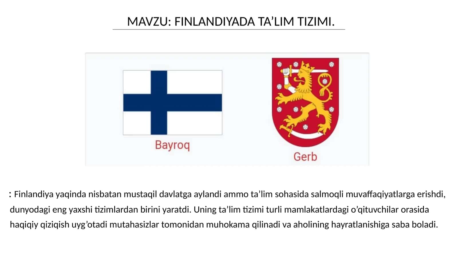 Finlandiyada Ta’lim Tizimi