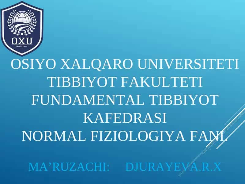FIZIOLOGIYAGA KIRISH. QO`ZG`ALUVCHAN TO`QIMALARDA BIOELEKTRIK HODISALAR
