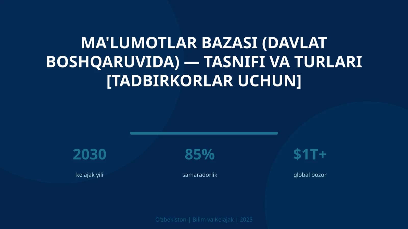 MA'LUMOTLAR BAZASI (DAVLAT BOSHQARUVIDA) — TASNIFI VA TURLARI [TADBIRKORLAR UCHUN]