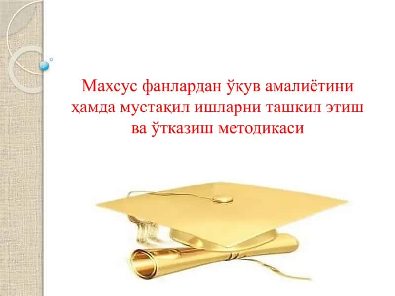 Ўқув амалиётини ҳамда мустақил ишларни ташкил этиш ва ўтказиш методикаси