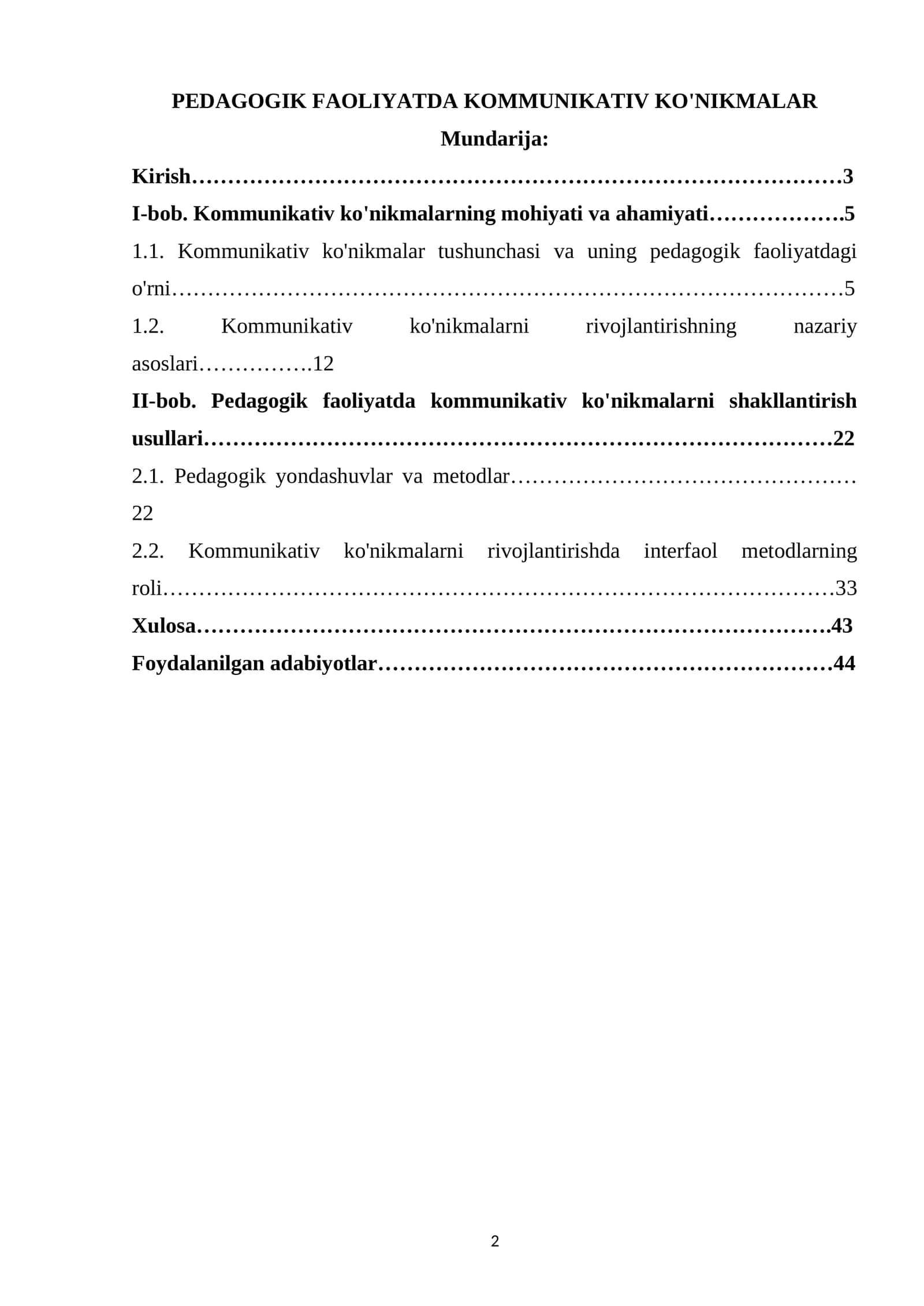 PEDAGOGIK FAOLIYATDA KOMMUNIKATIV KO'NIKMALAR