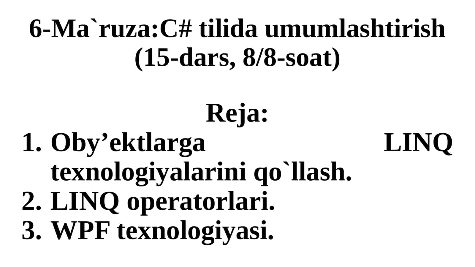 C# tilida umumlashtirish