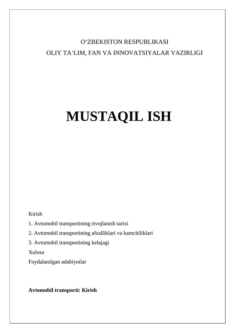 Avtomobil transporti