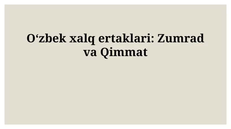 Zumrad va Qimmat