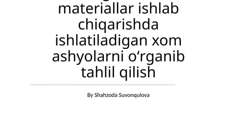 Xom ashyo tahlili